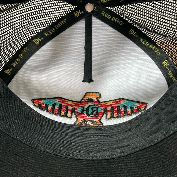 Red Dirt Hat Co. Johnny Phoenix Flat Bill Trucker Hat Cap Black Turquoise Orange - Picture 8 of 11